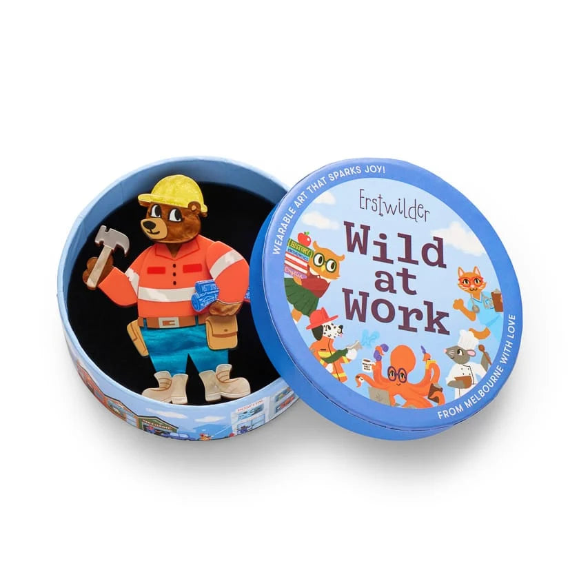 Erstwilder Wild at Work Brooch Foreman Grizzly