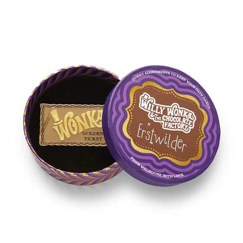 Erstwilder Brooch Willy Wonka & The Chocolate Factory Golden Ticket