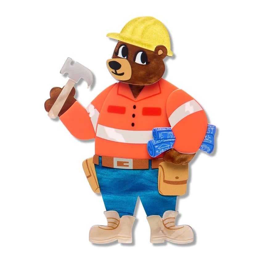 Erstwilder Wild at Work Brooch Foreman Grizzly