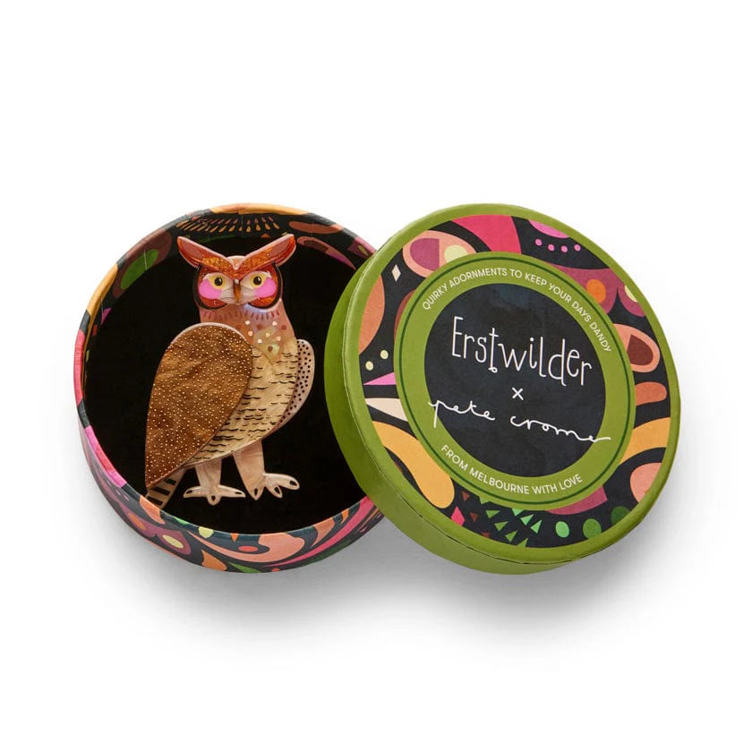 Erstwilder Brooch Pete Cromer The Grand Great Horned Owl