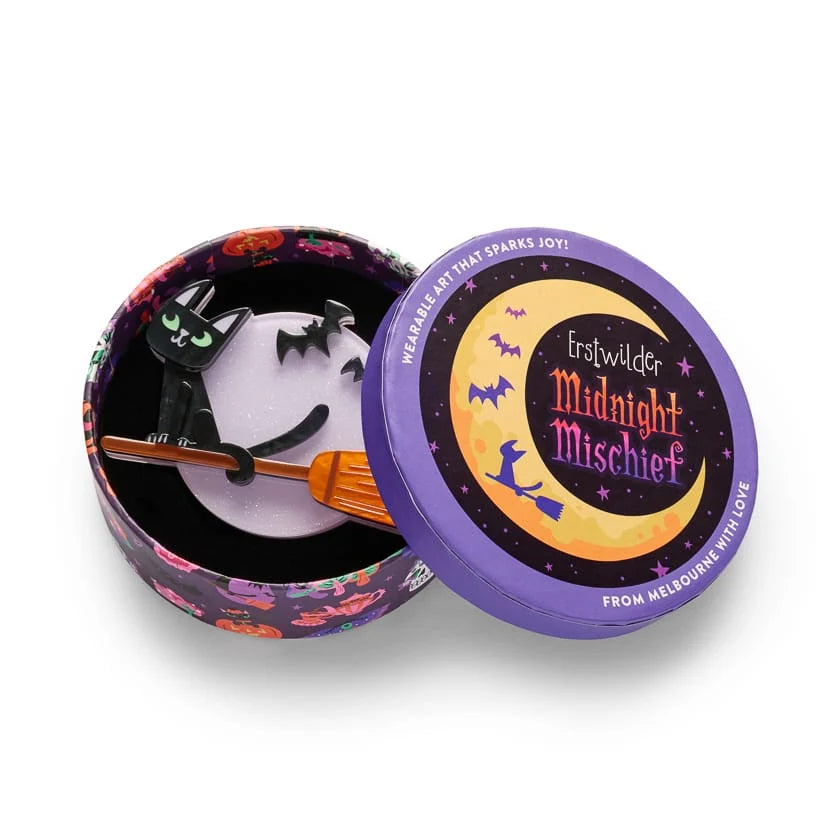 Erstwilder Midnight Mischief Brooch Familiar Flight