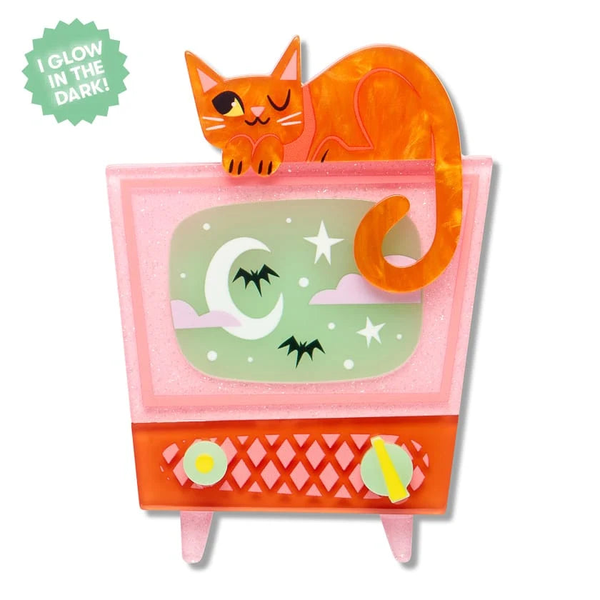 Erstwilder Midnight Mischief Brooch Retro Static