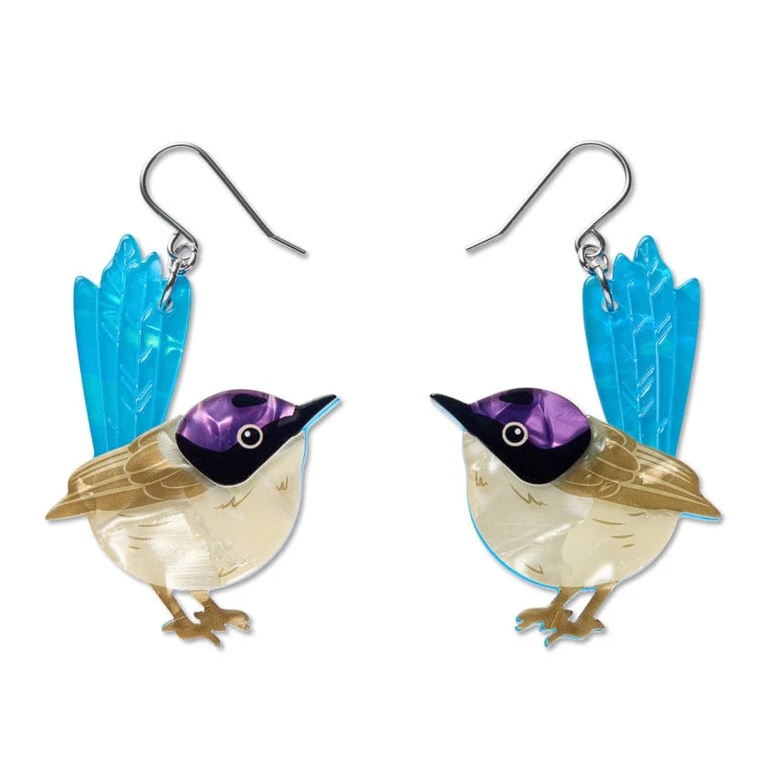 Erstwilder Earrings The Rarest Kind Purple-Crowned Fairy Wren